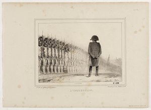 1833-as litográfiai album, 5. szám: A szemle. alkotó: Auguste Raffet