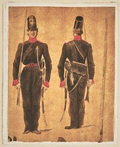 Katonai egyenruha tanulmány: tüzérség alkotó: Auguste Raffet