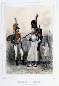 A Grenadiers-à-Pied muzsikusa és Sappere, 1859. alkotó: Auguste Raffet