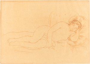 Női meztelen fekvőtámasz (Femme nue couchee) alkotó: Auguste Renoir