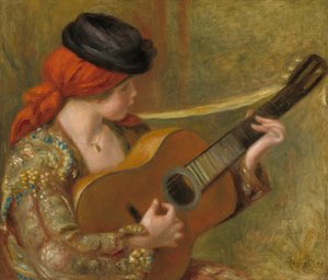 Fiatal spanyol nő gitárral alkotó: Auguste Renoir