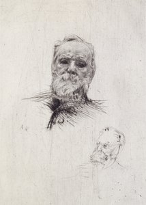 Victor Hugo (1802-85) portréja (litho) alkotó: Auguste Rodin
