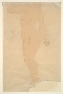 Álló akt (a fejet részben levágja a papír széle) alkotó: Auguste Rodin