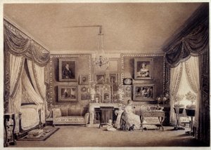 Berry hercegnő hálószobája a Tuileriáknál. Auguste Garneray (1785-1824) rajza