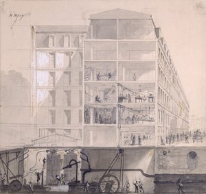A párizsi XI. kerületben lakó munkások keresztmetszete, 1875 körül (toll, tinta és gouache papíron)