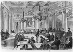 A kommuna tagjai üléseznek a Hotel de Ville-ben, Salle des Maires-ben, Párizs, 1871