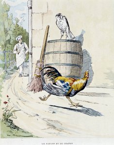 A sólyom és a kapon a La Fontaine „” meséiben, ill. Írta: Auguste Vimar (1851-1916), Tours, A, Mame & Son