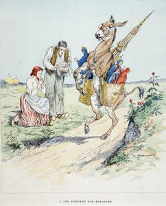 A szamár ereklyéit hordozó „” Fables de La Fontaine, ill. Írta: Auguste Vimar (1851-1916), Tours, A, Mame & Fils