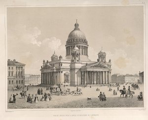 Szent Izsák-székesegyház az Admiralteysky Prospekt felől nézve A Szent Izsák-székesegyház építése, 1845