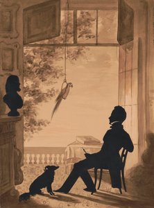 Charles Fenderich művész sziluettprofilja, 1841 (kivágott papír szépia mosáson)