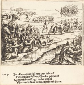 Jákob birkózó az angyallal, 1548. alkotó: Augustin Hirschvogel