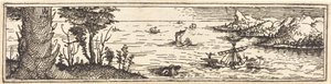 Táj tóval és vitorlás hajókkal, 1545. alkotó: Augustin Hirschvogel