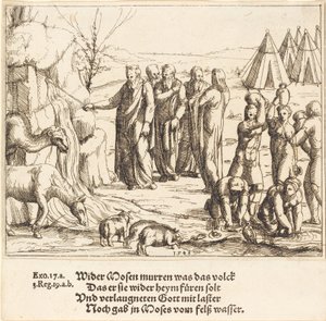 Mózes megüti a sziklát alkotó: Augustin Hirschvogel