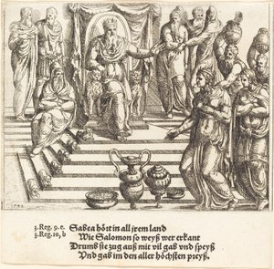 Sába királynője Salamon látogatása, 1548. alkotó: Augustin Hirschvogel