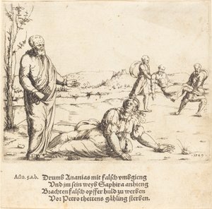 Ananiás és Sapphira büntetése alkotó: Augustin Hirschvogel