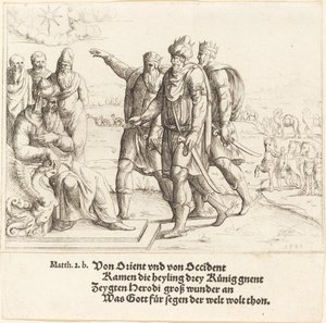 A három királyok elmondják Heródesnek Krisztus születését alkotó: Augustin Hirschvogel