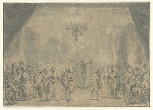 Színpadon bemutatott fogadás alkotó: Augustin de Saint Aubin (manner of)