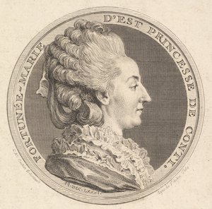 Fortunée-Marie dEst, Conti hercegnőjének portréérmének lenyomata, 1781. alkotó: Augustin de Saint Aubin