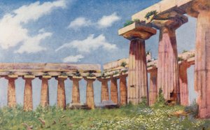 Paestumi bazilika (színes litográfia) alkotó: Augustine Fitzgerald