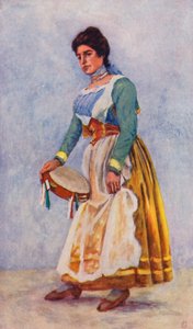 Tarantella táncosnő Sorrentóban (színes litho) alkotó: Augustine Fitzgerald