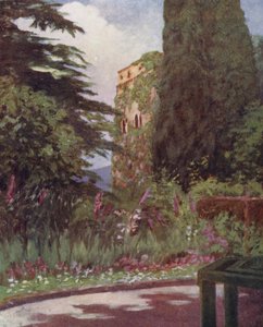 A Palazzo Ruffolo kertje, Ravello (színes litho) alkotó: Augustine Fitzgerald