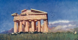 Poszeidón temploma, Paestum (színes litográfia)