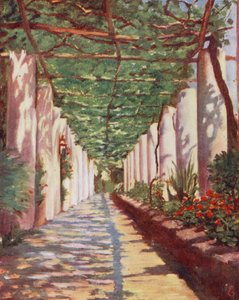 A Cappucini Hotel terasza, Amalfi, nyáron (színes litho) alkotó: Augustine Fitzgerald