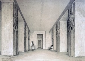Az északi templom belseje, Ebsamboul, Núbia, Egyiptom, 19. század
