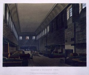 A Westminster Iskola kollégiuma, a „History of the Westminster School”-ból, a „History of the Colleges” része, metszett J. Bluck (fl.1791-1831) pub. R. Ackermann