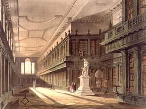 A Library of All Souls College belseje, illusztráció az Oxford történetéből, metszett J. Bluck (fl.1791-1831) pub. R. Ackermann