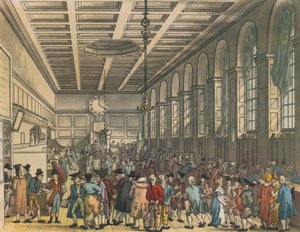 Interior of Custom House, London, 1808. Művészek: Augustus Charles Pugin, Thomas Rowlandson.