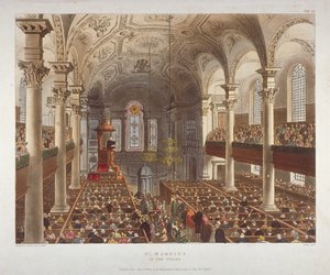 A St Martin-in-the-Fields templom belseje, Westminster, London, 1809