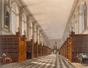 A Cambridge-i Trinity College Library belseje a Cambridge történetéből, Daniel Havell (1785-1826) metszete, pub. R. Ackermann, 1815 (színes akvatinta)