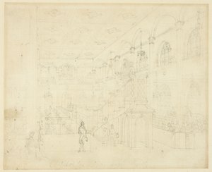 Tanulmány a Philanthropic Society Chapel számára, a londoni Microcosmtól alkotó: Augustus Charles Pugin