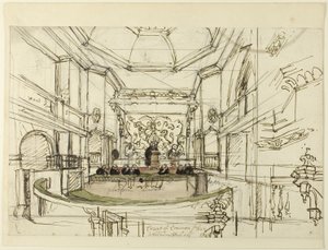 Tanulmány a Court of Common Pleas, Westminster Hall számára, London mikrokozmoszából alkotó: Augustus Charles Pugin