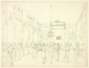 Study for Drawing Room, St. James, a Microcosm of London alkotó: Augustus Charles Pugin
