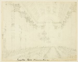 Tanulmány az Egyptian Hall Mansion House-hoz, a londoni mikrokozmoszból alkotó: Augustus Charles Pugin