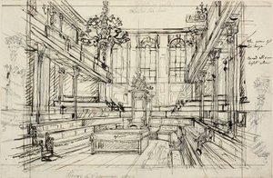 Tanulmány a House of Commons számára, a Microcosm of Londontól alkotó: Augustus Charles Pugin