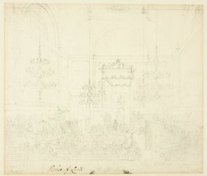 Tanulmány a Lordok Házának, a Microcosm of Londontól alkotó: Augustus Charles Pugin