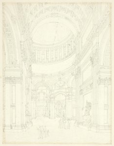 Tanulmány a Szent Pál katedrálishoz, a London mikrokozmoszából alkotó: Augustus Charles Pugin