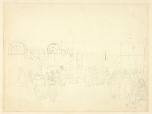 Tanulmány a Watch House, St. Mary Le Bone számára, a Microcosm of Londontól alkotó: Augustus Charles Pugin
