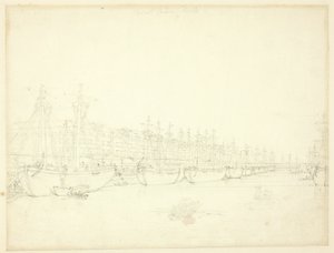 Tanulmány a West India Docks számára, a Microcosm of Londontól alkotó: Augustus Charles Pugin