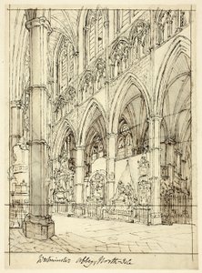 Tanulmány a Westminster Abbey számára, a londoni Microcosmtól alkotó: Augustus Charles Pugin