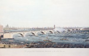 A Waterloo-híd megnyitása 1817. június 18-án, W. Findlater rajzából A. Pugin metszet, R. Havell és Son metszet, 1818 (színes metszet) alkotó: Augustus Charles Pugin