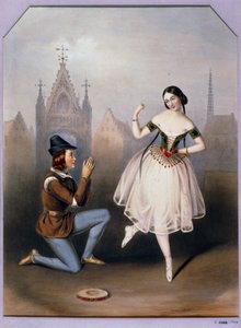 Carlotta Grisi mint Esmeralda és Jules Perrot mint Gringoire - La Esmeralda, balett 3 felvonásban ... (lithó)