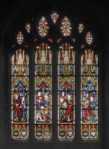 Dávid és Saul bibliai jelenetei, 1852 (ólomüveg) alkotó: Augustus Welby Northmore Pugin