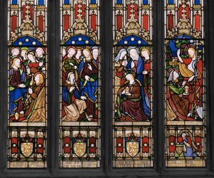 Események Szent Mária Magdolna életében, részlet, 1848 (ólomüveg) alkotó: Augustus Welby Northmore Pugin