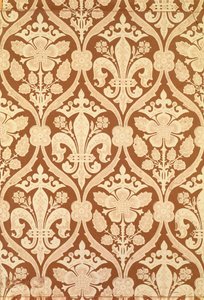 „Fleur-de-Lis”, S. Scott által tervezett és a Cole and Sons által gyártott reprodukciós tapéta a Parlament házaihoz, 1845-50 (lásd még: 87555)