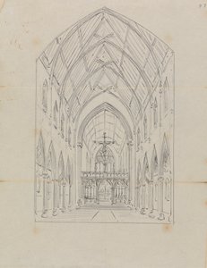 Egy gótikus templom belsejének vázlata alkotó: Augustus Welby Northmore Pugin