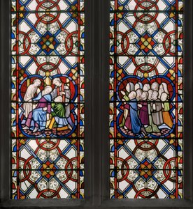 Szent György ablak, részlet, 1850 (ólomüveg)